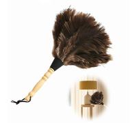 Plumero de plumas, herramienta de cepillo de limpieza de avestruz con mango de madera para muebles de hogar y jardín, 32 cm