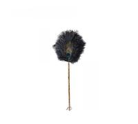 Plumero de plumas de avestruz para eliminación electrostática de polvo, decoración de plumas de pavo real (negro, plumero mediano 30 cm x 15 cm)