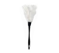 Plumero de plumas de pavo para limpieza con mango herramienta de limpieza para el hogar, muebles, coche (blanco)
