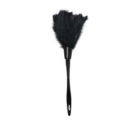 Plumero de plumas de pavo para limpieza con mango herramienta de limpieza para el hogar, muebles, coche (negro)