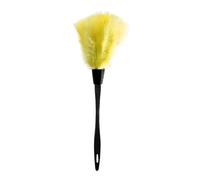Plumero de plumas de pavo, plumeros para limpieza con mango, herramienta de limpieza para el hogar, muebles, coche (amarillo)