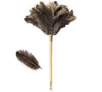 Plumero de Plumas para el hogar, Plumero de Plumas de Avestruz Naturales y auténticas Plumas de Avestruz ecológico Reutilizable Mango Largo Grande de Avestruz Limpieza para ama de casa, Color marrón,