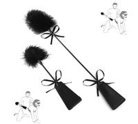 Plumero erótico 2 en 1 con mini látigo - Accesorio de bondage para parejas - Suaves plumas para juegos de rol, spanking y experiencias sensoriales intensas