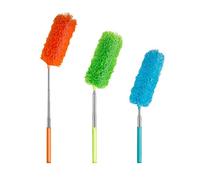 Plumero Microfibra,Plumeros de Limpieza 3 piezas Lavable Portátil Flexible Plumero Mullido con Telescópico Bendable Poste para Hogar Oficina Coche