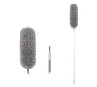 Plumero retráctil de microfibra con cabezal electrostático, limpiador de ventilador de techo extensible para esquinas altas, lavable gris, 250 cm (2,8 m)