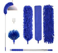 Plumero telescópico de 7 piezas, lavable, largo extensible hasta 213 cm, quitatelarañas con ganchos, microfibra, para techos altos, telarañas