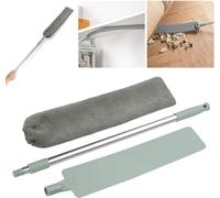 Plumero telescópico de microfibra con barra extensible, paño lavable gris, juego para limpieza de esquinas y debajo de muebles