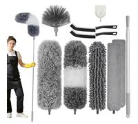 Plumero Telescopico Extensible, 10 Piezas Plumero Atrapapolvo Microfibra Duster Limpieza Plumero Telescopico, PlumeroExtensible, Extensible hasta 210 cm, para Limpieza Techo Telarañas