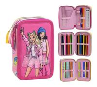 CERDÁ LIFE'S LITTLE MOMENTS Plumier con Accesorios Giotto Barbie con Lápices, Rotuladores Y Bolígrafos | Estuche Escolar Completo Triple con Diseño De Barbie