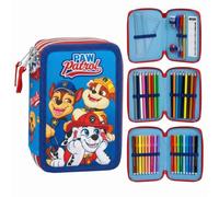Plumier con Accesorios PAW Patrol para Niños y Niñas - Estuche Escolar Doble Cremallera Azul con Set Papelería (Lápices, Rotuladores, Regla), Licencia Oficial, Vuelta al Cole
