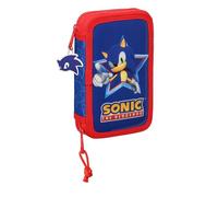 Plumier Doble Pequeño 28 Piezas Sonic Let'S Roll 12,5 x 19,5 x 4 cm.
