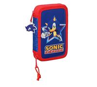 PLUMIER DOBLE PQÑO 28 pcs SONIC "LET'S ROLL"