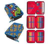 Plumier Escolar con Accesorios Avengers Niño y Niña - Estuche Portatodos Doble Cremallera con Lápices y Rotuladores, Licencia Oficial, Color Rojo, Talla Única, Vuelta al Cole
