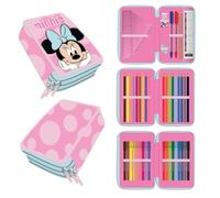Plumier Escolar Minnie Mouse Niña - Estuche Portatodos Rosa Talla Única con Accesorios de Papelería, Doble Cremallera y Compartimentos, Licencia Oficial Disney para Colegio y Vuelta al Cole