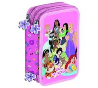 Triple Disney, 20x13,5x6,5 cm, 3 Compartimentos con Cremallera, Estuche Escolar Infantil, y Resistente, para Coleccion y Regalo, Rosa y