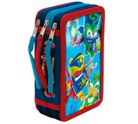 CYPBRANDS- Superthings, Estuche, Plumier de 3 Pisos, Material Escolar, Multicolor, Producto Oficial