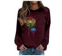 Plumífero Gramos de Manga Larga con Estampado de Diente de León Sin Cabeza para Hombre y Mujer, Cómoda Sudadera Casual Bata Invierno Polar Larga, Vino, M