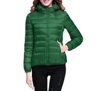 Plumífero ligero para mujer, acolchado, cálido, para invierno, con capucha, ligero, acolchado, antiviento, elegante, tallas grandes, media temporada, abrigo, manga larga, cómodo, chaqueta casual