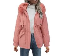 Plumifero Mujer Invierno Color Liso con Capucha Manga Larga - Ropa Mujer Invierno 2025 Slim Fit Cremallera Único Moda Funcional Chaquetas Deportiva Suave Plumiferos Rosa XXL