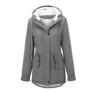 Plumifero Mujer Invierno Color Liso Manga Larga con Capucha - Chaqueta Mujer Entretiempo Cremallera Slim Fit Termica Único Classic Cazadoras Elegante Anchos Plumiferos Gris S