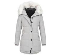 Plumifero Mujer Invierno Color Liso Manga Larga con Capucha - Parka Mujer Invierno con Bolsillo Cremallera Transpirable Classic Casual Cazadoras Ligera Suave Plumiferos Gris Claro M