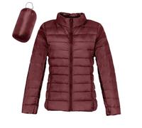 Plumifero Mujer Invierno Color Liso Sin Capucha Manga Larga - Ropa Mujer Invierno Incluye Bolsa De Almacenamiento Cremallera Termica Moda Funcional Cazadoras Running Casual Plumíferos Vino XXL