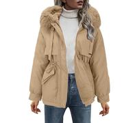 Plumifero Mujer Invierno Manga Larga Color Liso con Capucha - Ropa Mujer Invierno Cremallera Slim Fit Suave Anchos Classic Cazadoras Único Ligera Plumiferos Naranja 3XL