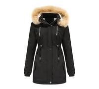 Plumifero Mujer Invierno Manga Larga con Capucha Color Liso - Abrigo De Plumas Mujer Invierno Slim Fit Cremallera Termica Ligera Deportiva Cazadoras Moda Transpirable Plumíferos Negro 3XL