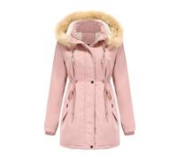 Plumifero Mujer Invierno Manga Larga con Capucha Color Liso - Chaqueta Mujer Entretiempo Slim Fit Cremallera Running Suave Anchos Chaquetas Ligera Moda Plumíferos Rosa XL