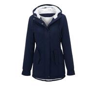 Plumifero Mujer Invierno Manga Larga con Capucha Color Liso - Plumifero Ultraligero Mujer Cremallera Slim Fit Ligera Deportiva Chic Chaquetas Termica Casual Plumíferos Marina de Guerra 3XL