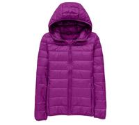 Plumífero para Mujer 100 Gramos Plegable Ligero Acolchado Chaqueta Cálida Trapera Antiviento Plumíferos Con Capucha Casual Media Temporada Tallas Grandes Chaqueta Cremallera Elegante Abrigo Manga