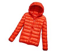 Plumifero Ultraligero Mujer Chaqueta Plumas Ligeros Mujer Invierno Plumífero Ligero Mujer Talla Grande Anorak Mujer Plumon Puffer Jacket Plumiferos Cazadora Pluma Plumones Abrigo Down Jacket Naranja L