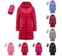 Plumifero Ultraligero Mujer Largo Abrigo Acolchado con Capucha Extraíble Chaqueta Larga y Ligera de Plumón para Mujer Abrigo Ajustado Ropa de Abrigo Impermeable Invierno Cálido Senderismo