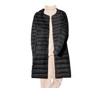 Plumifero Ultraligero Mujer Largo Chaqueta Acolchada sin Cuello y Manga Larga Color Sólido Plumas Impermeable Chaqueta Interior Ligera para Mujer Ropa de Abrigo Cálida para Mujer Otoño Invierno