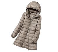 Plumífero Ultraligero Mujer Largo Chaqueta Plumas Ligeros Invierno Talla Grande Puffer Jacket Abrigo Plumíferos Gris