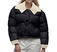 Plumifero Ultraligero Mujer Plegable,Abrigos De Invierno Para Mujer Chaqueta Corta Con Cuello De Punto De Piel SintéTica Abrigo TéRmico Acolchado Y Aislante Gabardina Informal Resistente Al Viento