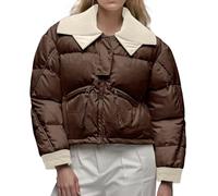 Plumifero Ultraligero Mujer Plegable,Abrigos De Invierno Para Mujer Chaqueta Corta Con Cuello De Punto De Piel SintéTica Abrigo TéRmico Acolchado Y Aislante Gabardina Informal Resistente Al Viento