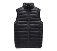 Plumiferos Hombre Sin Mangas Cremallera, Chaleco Trabajo Hombre Color Liso con Bolsillo Sin Capucha Cuello Alto, Chalecos Deportiva Ciclismo - Chalecos Softshell Trekking Negro XL