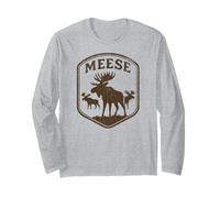 Plural of Moose Is Meese - Camiseta Divertida de Broma de Animales Vintage Manga Larga