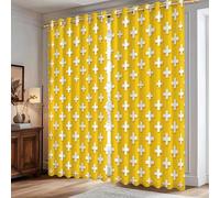 Plus - Cortinas opacas, patrón geométrico moderno y contemporáneo, color amarillo, lavable a máquina, cortinas para sala de estar, hogar, oficina, decoración de ventana, 107 x 213 cm