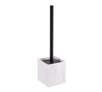 PLUS HOME Escobillade baño con escobillero poliresina Efecto Piedra,escobilla de váter para el Cuarto de baño y Aseo 10x 39 cm Color Blanco.