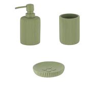 PLUS HOME Juego de dispensador baño polieresina 3 Piezas Incluye dispensador 16 * 7cm,Vaso 10 * 7cm, jabonera 11 * 2cm.Verde