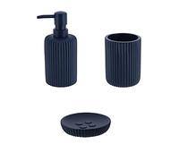 PLUS HOME Juego de dispensador baño polieresina 3 Piezas Incluye dispensador 16 * 7cm,Vaso 10 * 7cm, jabonera 11 * 2cm.Azul