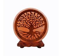 PLUS HOME Lámpara de Sal del Himalaya Natural 20 x 22 x 10 cm,100% Hecha a Mano con Propiedades Terapéuticas,Ayuda para dormir,Perfecto Para Decoracion Hogar.Bombilla Incluida.Árbol De Vida Raíces