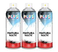PLUS HOME Pintura Spray 520cc para pintar todo tipo de super cies: madera, metal, cartón, tela, piedra, bra de vidrio, plásticos rígidos, etc para bricolaje y DIY.Plata (Ref:661)(Paquete de 3)