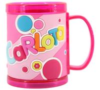 PLUS HOME Taza con nombre personalizado para niñ@,100% a prueba de fugas, sin BPA, 350 ml, para guardería, colegio, viajes y deporte (Carlota)