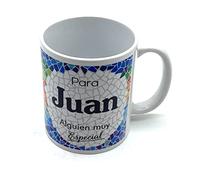 PLUS HOME Taza personalizada con nombre. Regalos personalizados con nombre y texto. Tazas con frases originales.JUAN
