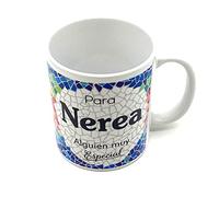 PLUS HOME Taza personalizada con nombre. Regalos personalizados con nombre y texto. Tazas con frases originales.NEREA