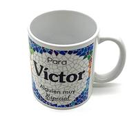 PLUS HOME Taza personalizada con nombre. Regalos personalizados con nombre y texto. Tazas con frases originales.VÍCTOR