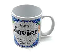 PLUS HOME Taza personalizada con nombre. Regalos personalizados con nombre y texto. Tazas con frases originales.JAVIER